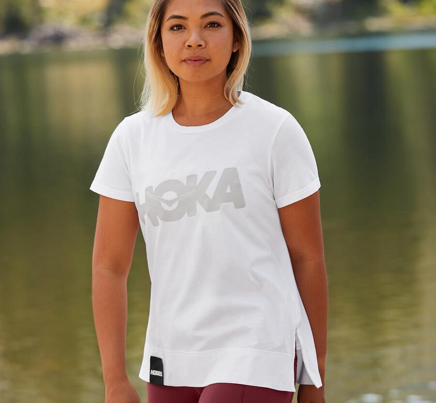 Camisa Hoka One One Mujer - Brand - Blancas - UGA694872